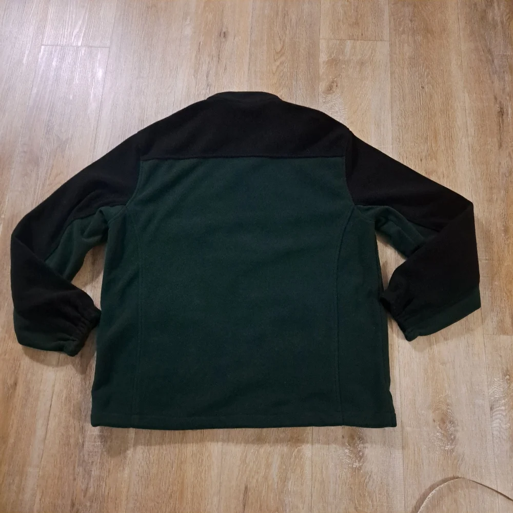 G.H. Bass & Co. Dark Green Black Full-Zip Outdoor Fleece Jacket Men's Size Large